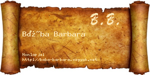 Bába Barbara névjegykártya